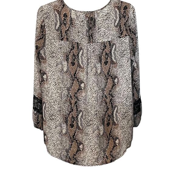 SIGNATURE STUDIO LONG SLV V-NECK TIE/KEYHOLE PULL-OVER TOP, WOMENS, 2X-TAN BROWN - Picture 5 of 10